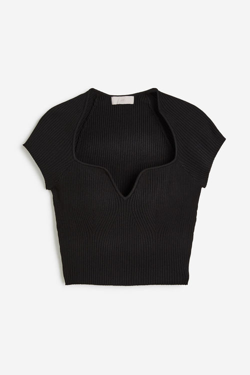 H & M - Rib-knit top - Black