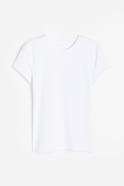 H & M - Fitted microfibre T-shirt - White