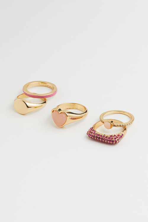H & M - 5-pack rings - Pink