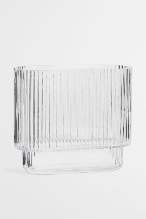 H & M - Oval glass vase -...