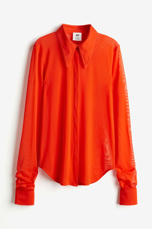 H & M - Fitted mesh shirt -...