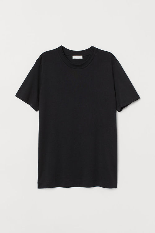 H & M - Silk-blend T-shirt - Black