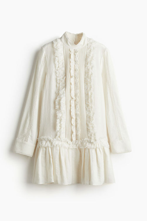 H & M - Ruffled dress - White