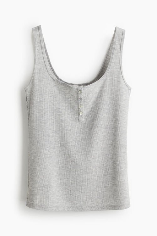 H & M - Ribbed button-top...