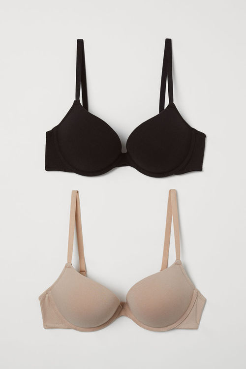 H & M - 2-pack super push-up bras - Black, Compare