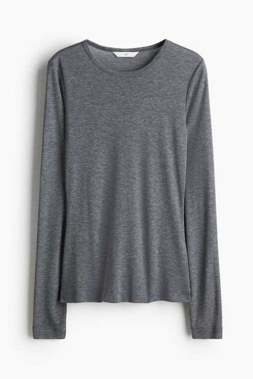 H & M - Ribbed jersey top -...