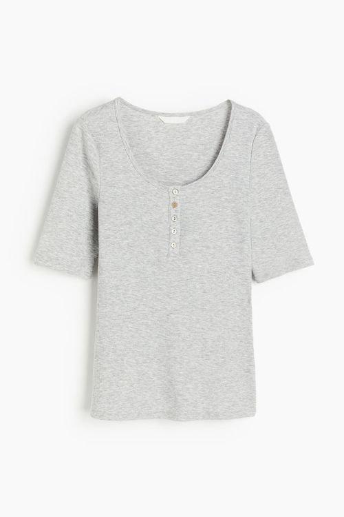 H & M - Ribbed Henley top -...