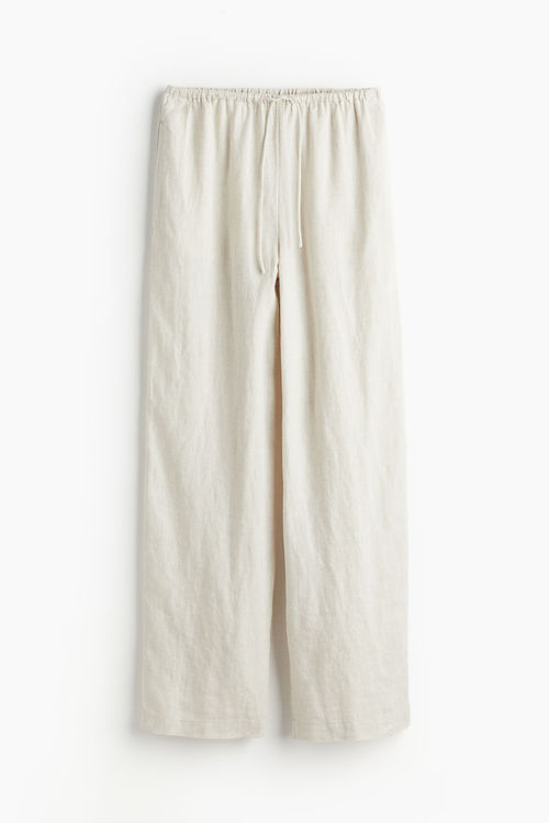 H & M - Wide linen trousers -...