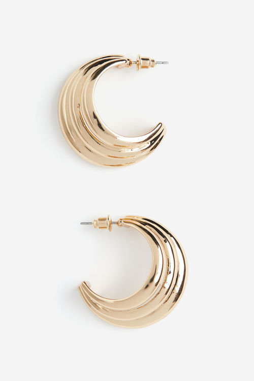 H & M - Curved earrings - Gold