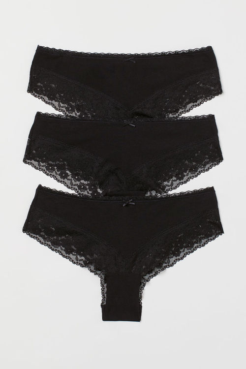 H & M - 3-pack lace-trimmed...