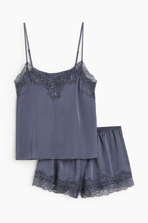 H & M - Lace-trimmed satin...