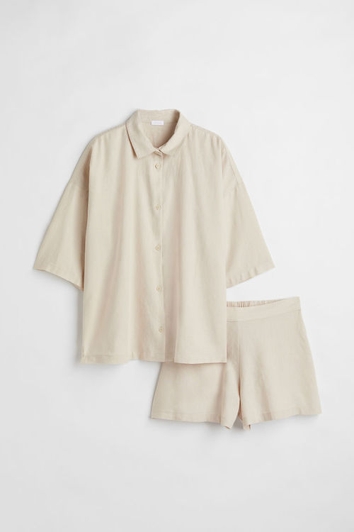 H & M - Linen-blend pyjamas -...