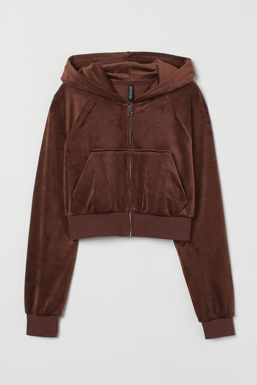 H & M - Cropped velour hoodie...