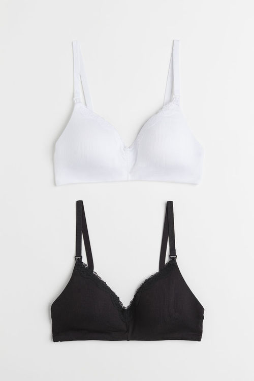 H & M - MAMA 2-pack padded nursing bras - White, Compare