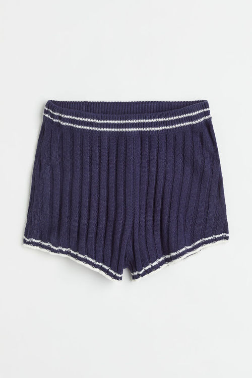 H & M - Rib-knit shorts - Blue