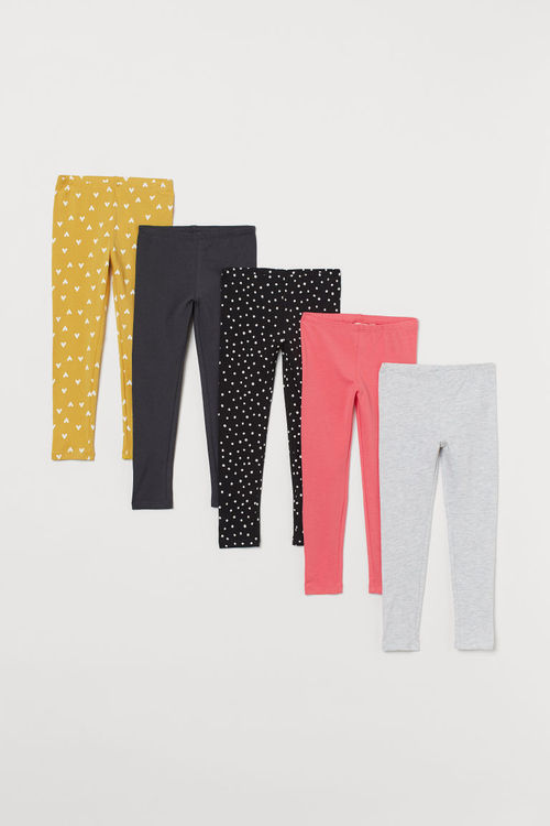 H & M - 5-pack jersey leggings - Yellow, Compare