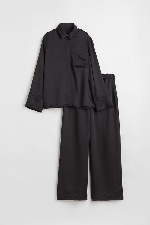 H & M - Satin pyjamas - Black