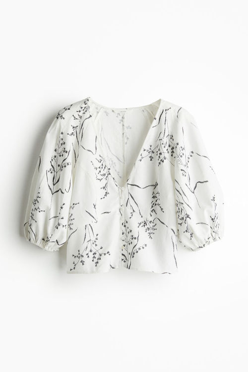 H & M - Linen-blend blouse -...