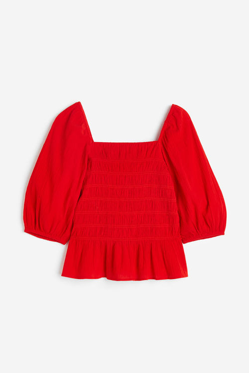 H & M - Smocked blouse - Red