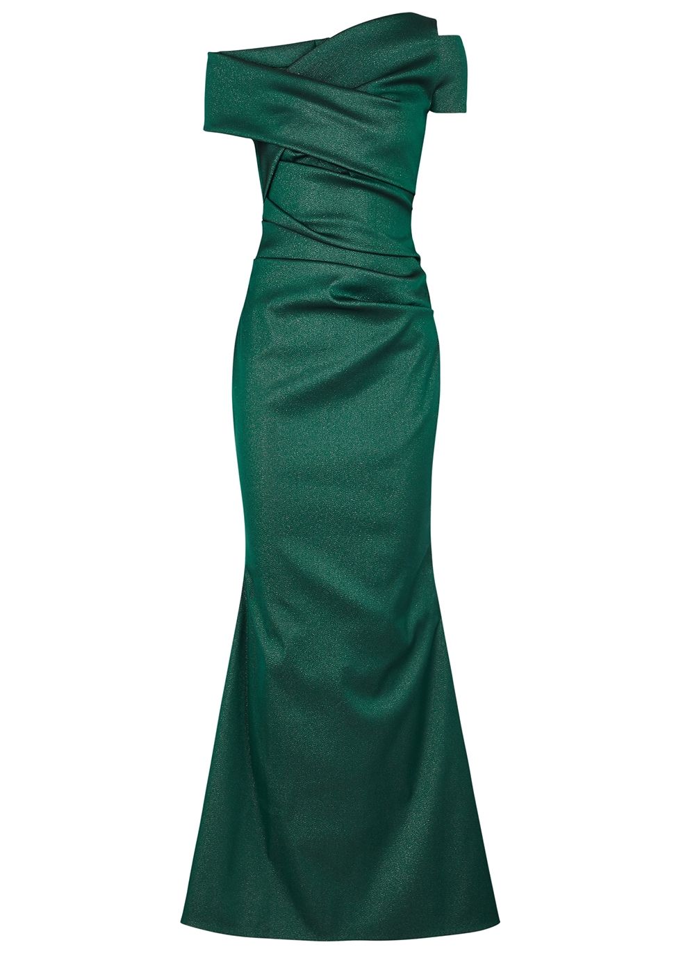 Talbot Runhof metallic ruched gown - Green