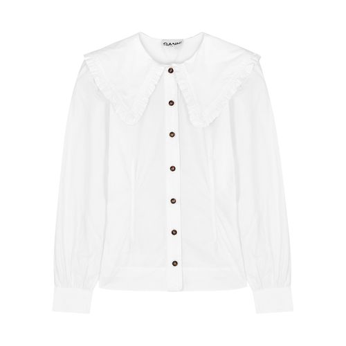 Ganni White Cotton-poplin...