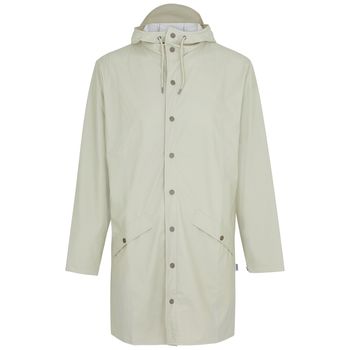 Rains Long Light Grey Rubberised Raincoat - L