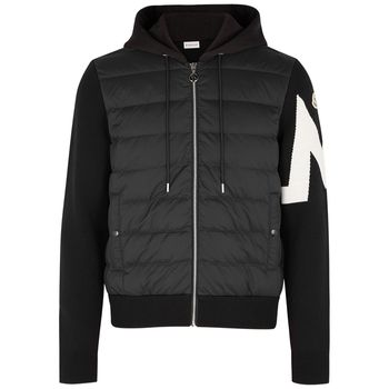 Moncler Black Quilted Shell And Wool-blend Jacket - S