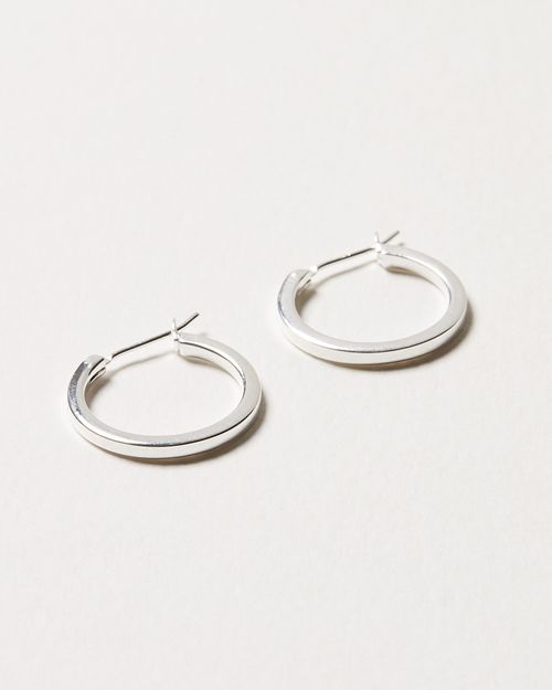 Elm Round Silver Hoop Earrings