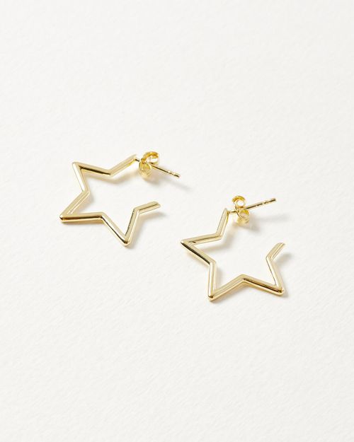 Star Outline Gold Plated Hoop...