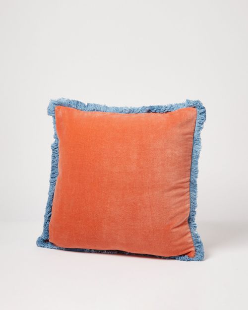 Issey Coral Velvet Fringed...