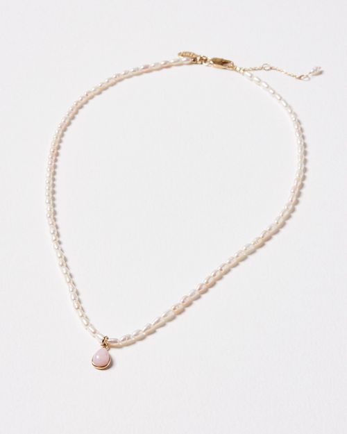 Odina Pink Opal & Pearl Chain...