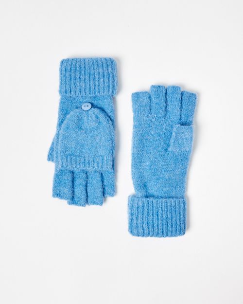 Blue Knitted Fingerless Gloves