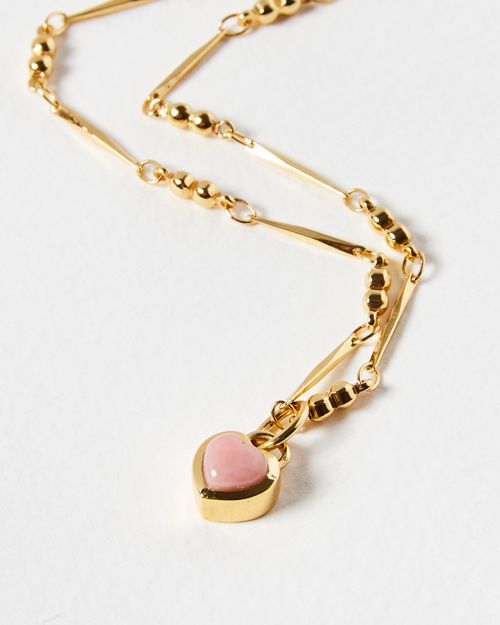 Bryn Heart Pink Opal Gold...