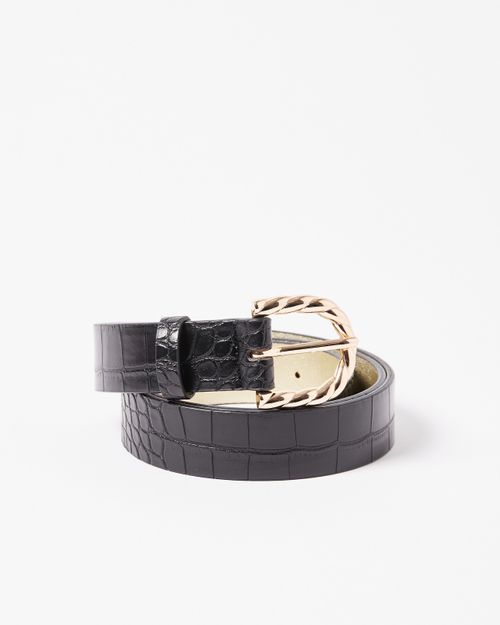 Faux Croc Twist Buckle Black...