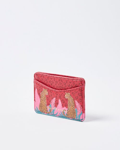 Leopard Palm Pink Card Holder