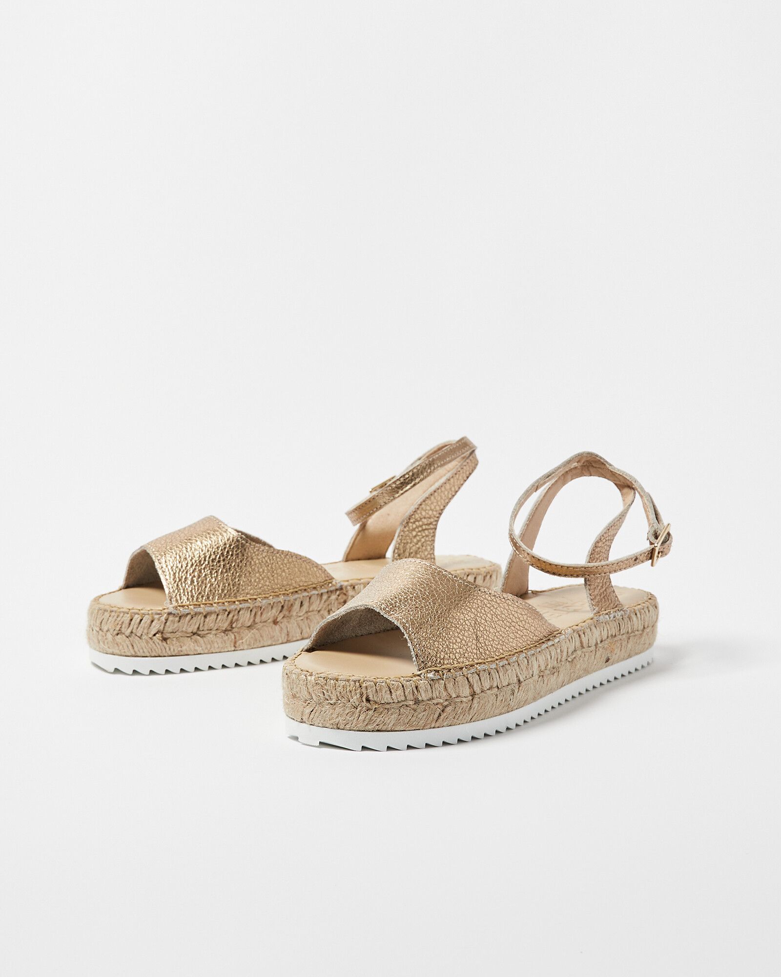 Gold Espadrille Lace Up Flatform Sandals | PrettyLittleThing