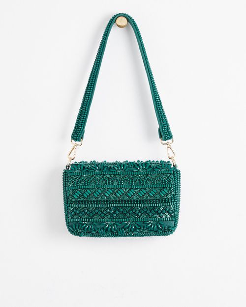 Buy Oliver Bonas Green Niki Net Sparkle Fabric Shopper Bag from