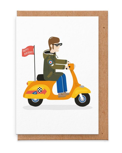 Mod Scooter Birthday Card