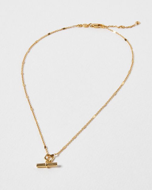 Oliver Bonas Auden Tourmaline Gold Plated Pendant Necklace in