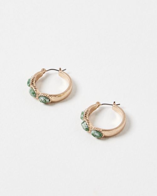 Lotus Green Stone Hoop...