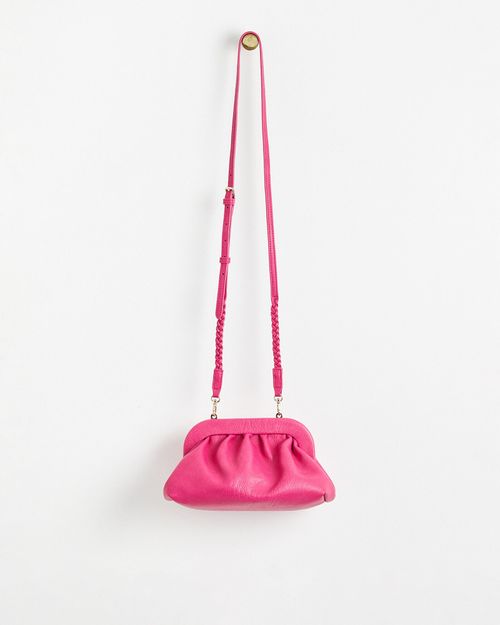 Oliver Bonas Naha Woven Wide Strap Crossbody Bag in Pink