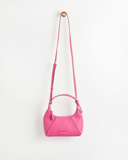 Oliver Bonas Naha Woven Wide Strap Crossbody Bag in Pink