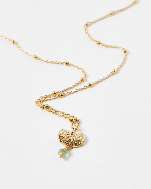 Oliver Bonas Auden Tourmaline Gold Plated Pendant Necklace in