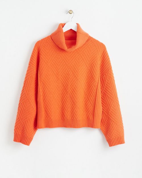 Diamond Orange Roll Neck...