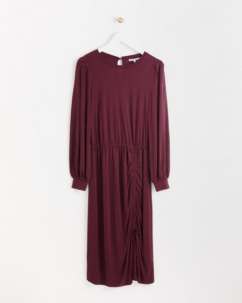 Wine Red Drawstring Midi...