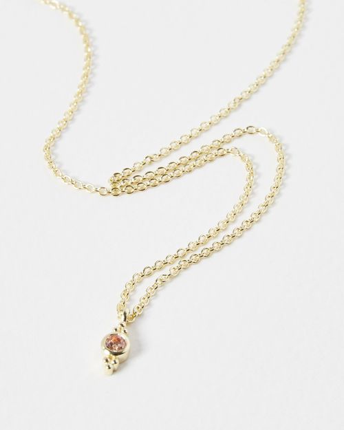 Oliver Bonas Auden Tourmaline Gold Plated Pendant Necklace in