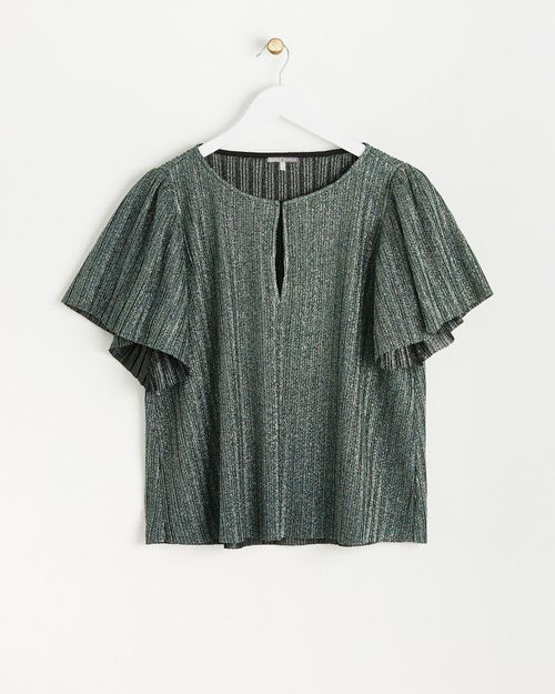 Metallic Green Pleated Jersey...