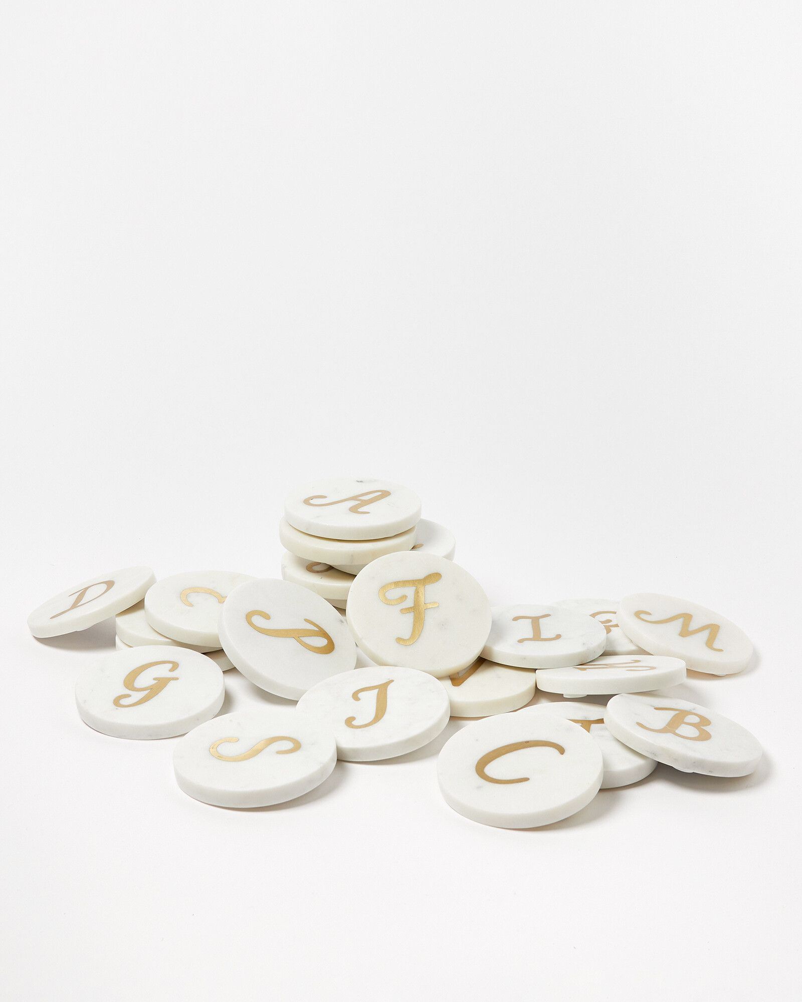 Alphabet Initial Gold White Marble Coasters Compare One New