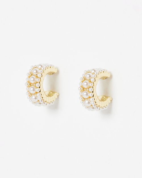 Miley Faux Pearl Cluster Hoop...