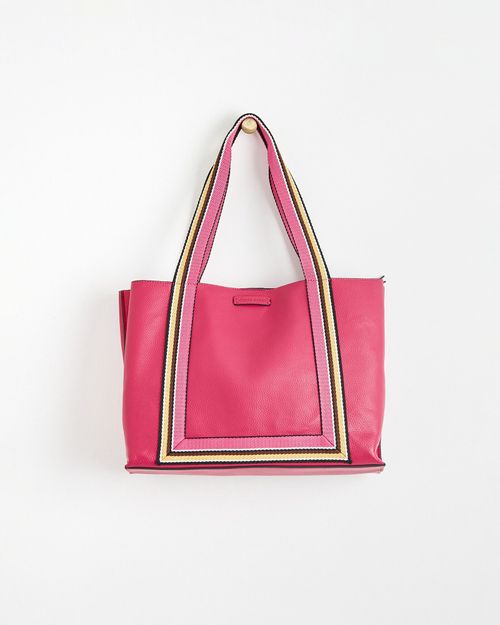 Oliver Bonas Naha Woven Wide Strap Crossbody Bag in Pink